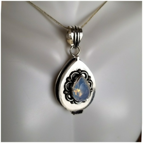 Jewelry - Milky Opal Poison Box Pendant 2"